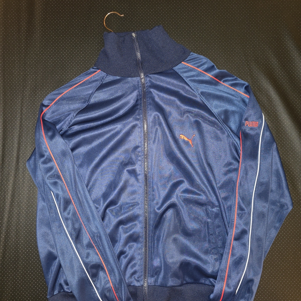 Vintage Puma Men's Blue Track Jacket